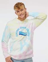 Load image into Gallery viewer, Midweight Tie-Dyed Hooded Sweatshirt / Tie Dye Cotton Candy / Central Coast College