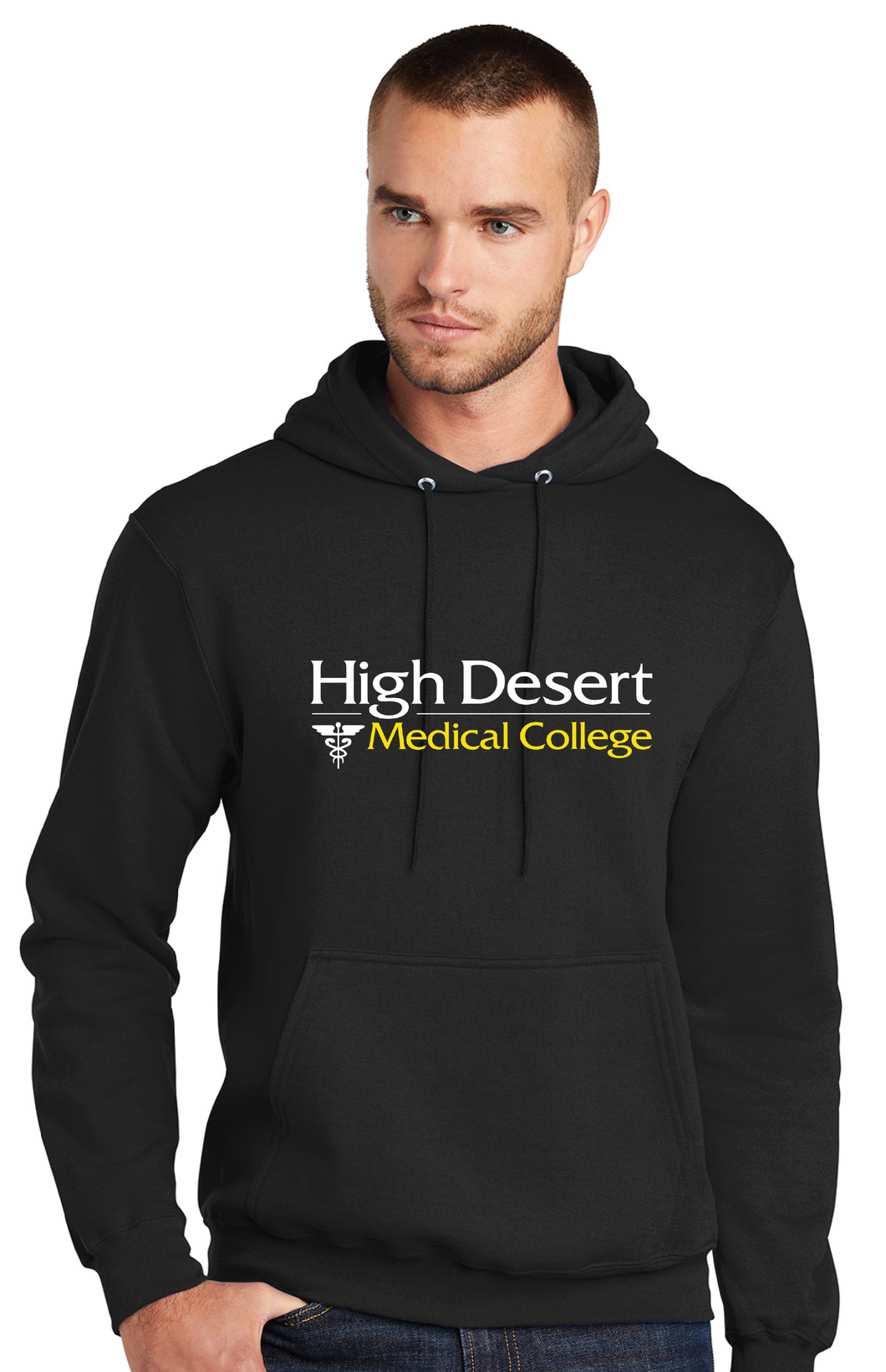 Core Fleece Pullover Hooded Sweatshirt / Black / High Desert Medical College