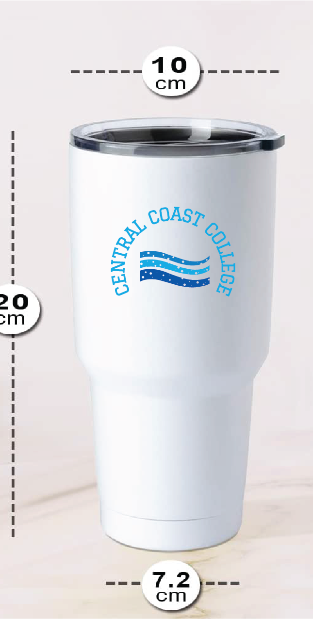 32oz Stainless Steel Tumbler / White / Central Coast College
