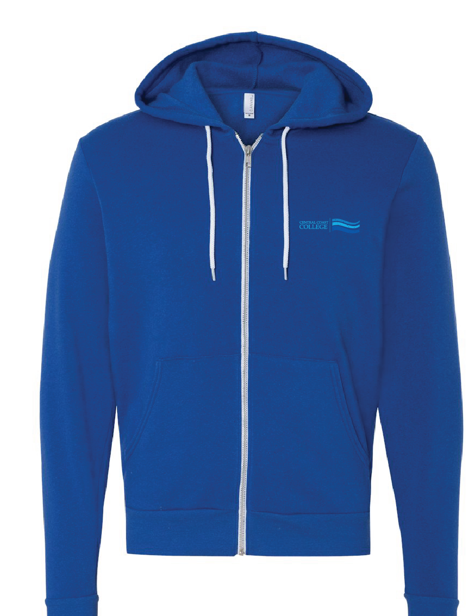 Unisex Sponge Fleece Full-Zip Hoodie / Royal / Central Coast College