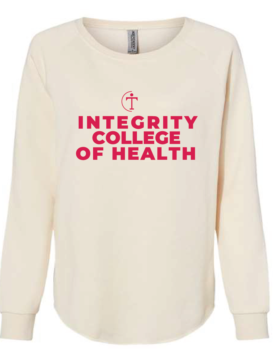 Women's California Wave Wash Crewneck Sweatshirt / Bone / Integrity College of Health