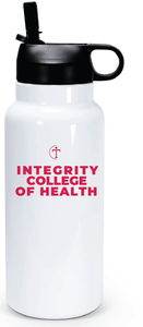 32oz Stainless Steel Water Bottle / White / Integrity College of Health
