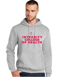Core Fleece Pullover Hooded Sweatshirt / Ash / Integrity College of Health